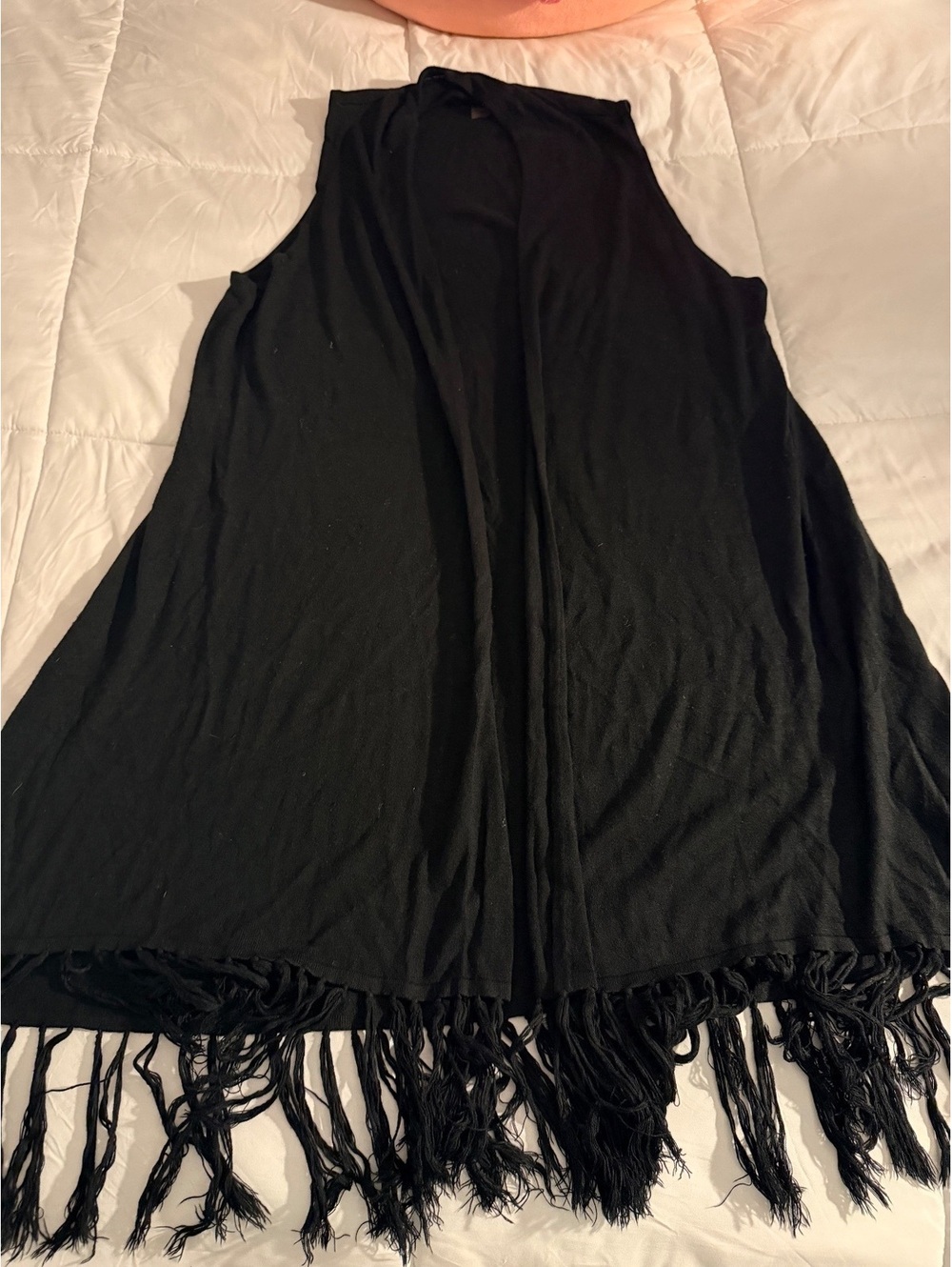 Peter Nygard Black Sleeveless Fringe cardigan XL